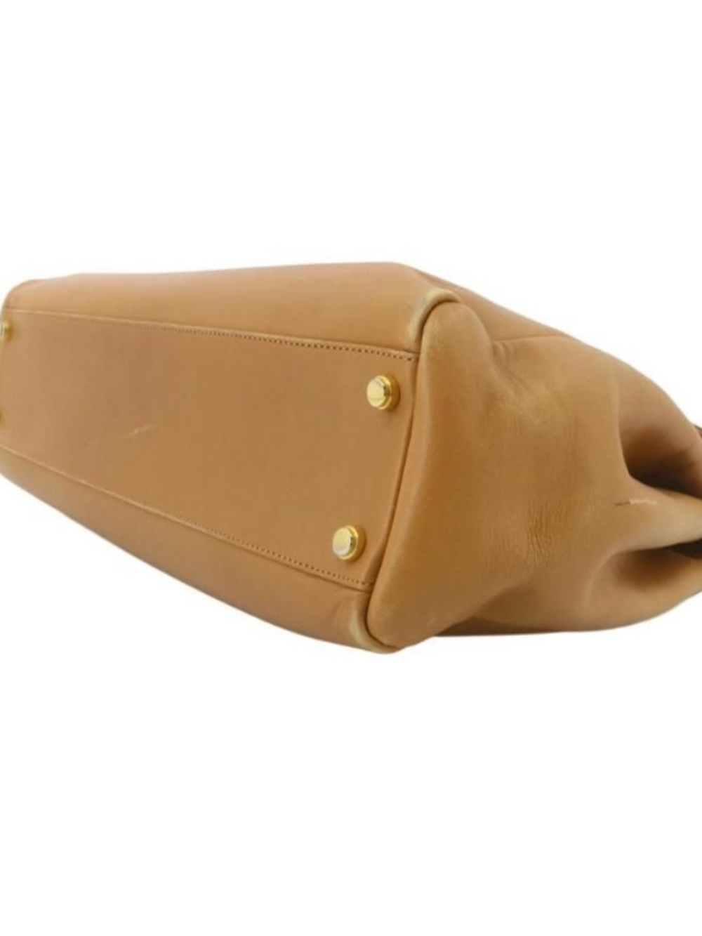 Vintage Ferragamo Camel Leather Pushlock Handbag - Picture 6 of 14
